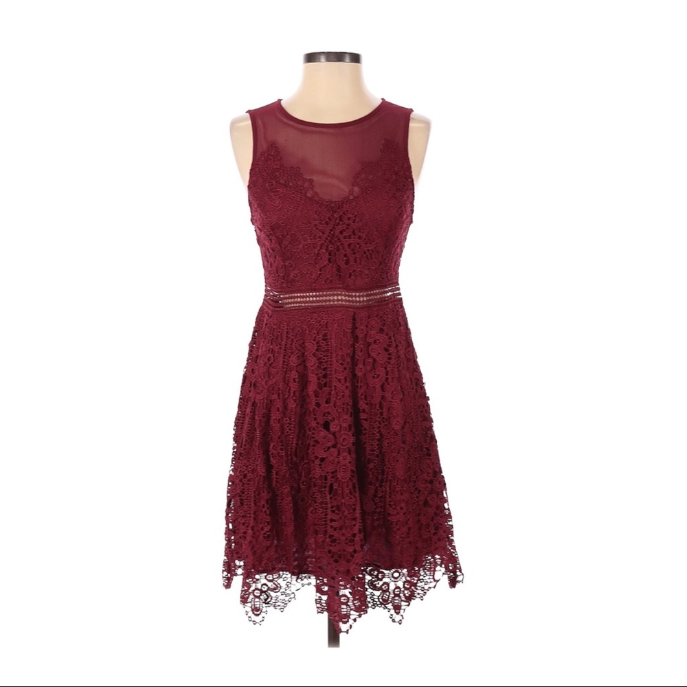 ✨ NWT Francesca’s Burgundy Maroon Lace Dress